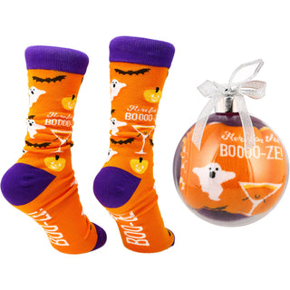 Boo-ze! 4" Ornament with Unisex Holiday Socks