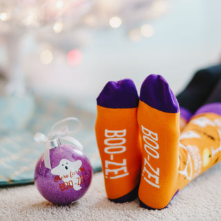 Boo-ze! 4" Ornament with Unisex Holiday Socks