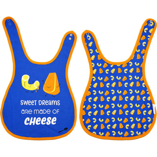 Mac n' Cheese Blue Reversible Bib (6M - 3 Years)