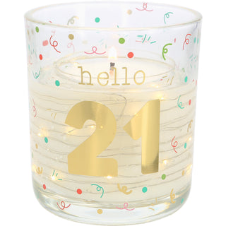 Hello 21 3.5 oz Candle with LED Accents