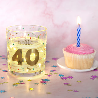Hello 40 3.5 oz Candle with LED Accents
