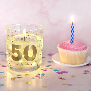 Hello 50 3.5 oz Candle with LED Accents