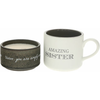 Sister Stacking Mug and Candle Set 100% Soy Wax Scent: Tranquility