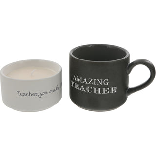 Teacher Stacking Mug and Candle Set 100% Soy Wax Scent: Tranquility