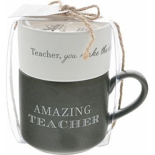Teacher Stacking Mug and Candle Set 100% Soy Wax Scent: Tranquility