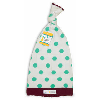 Aqua and White Dot 0-12 Month Baby Hat