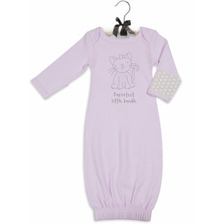 Soft Lavender Kitty 0-3 Months Gown with Mitten Cuffs