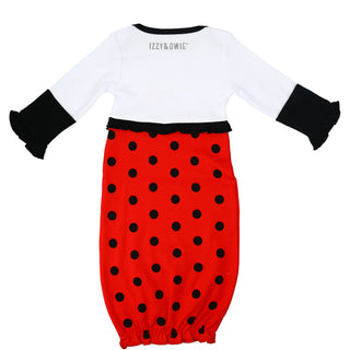 Spotted Ladybug 0-3 Months Gown with Mitten Cuffs