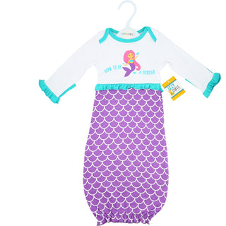 Mystical Mermaid 0-3 Months Gown with Mitten Cuffs