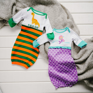 Mystical Mermaid 0-3 Months Gown with Mitten Cuffs