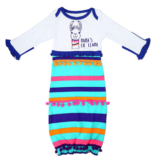 Party Llama 0-3 Months Gown with Mitten Cuffs