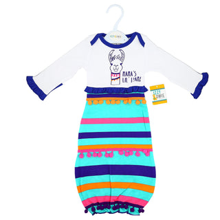 Party Llama 0-3 Months Gown with Mitten Cuffs