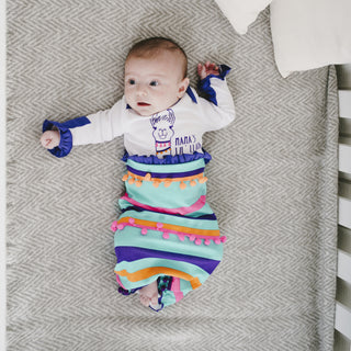 Party Llama 0-3 Months Gown with Mitten Cuffs