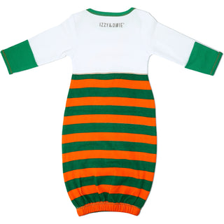 Striped Dino 0-3 Months Gown with Mitten Cuffs