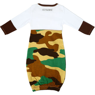 Camo Deer 0-3 Months Gown with Mitten Cuffs