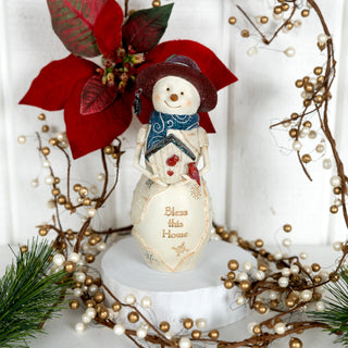 Bless This Home 6.5" Snowman with Birdhouse