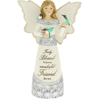 Blessed 5.5" Angel Figurine with Hummingbirds