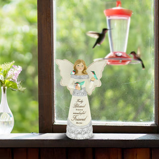 Blessed 5.5" Angel Figurine with Hummingbirds