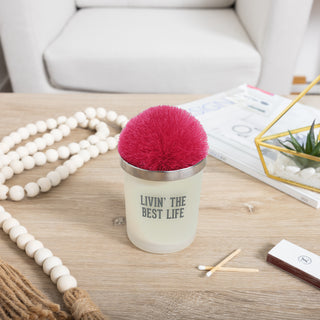 Best Life Hot Pink - 5.5 oz - 100% Soy Wax Candle with Pom Pom Lid Scent: Tranquility