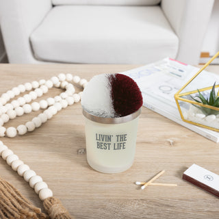 Best Life Maroon & White - 5.5 oz - 100% Soy Wax Candle with Pom Pom Lid Scent: Tranquility