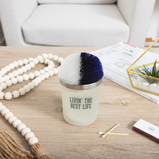 Best Life Blue & White - 5.5 oz - 100% Soy Wax Candle with Pom Pom Lid Scent: Tranquility