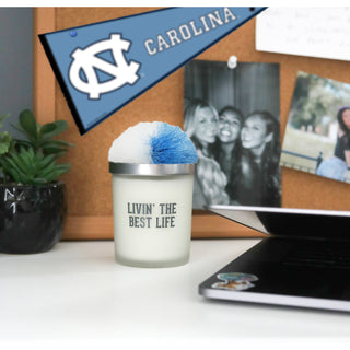 Best Life Light Blue & White - 5.5 oz - 100% Soy Wax Candle with Pom Pom Lid Scent: Tranquility