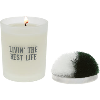 Best Life Green & White - 5.5 oz - 100% Soy Wax Candle with Pom Pom Lid Scent: Tranquility