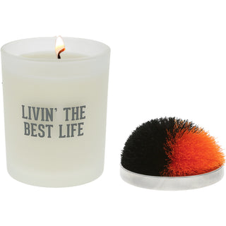 Best Life Black & Orange - 5.5 oz - 100% Soy Wax Candle with Pom Pom Lid Scent: Tranquility