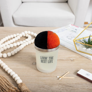 Best Life Black & Orange - 5.5 oz - 100% Soy Wax Candle with Pom Pom Lid Scent: Tranquility