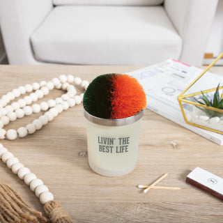Best Life Green & Orange - 5.5 oz - 100% Soy Wax Candle with Pom Pom Lid Scent: Tranquility