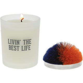 Best Life Blue & Orange - 5.5 oz - 100% Soy Wax Candle with Pom Pom Lid Scent: Tranquility