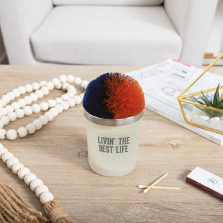Best Life Blue & Orange - 5.5 oz - 100% Soy Wax Candle with Pom Pom Lid Scent: Tranquility