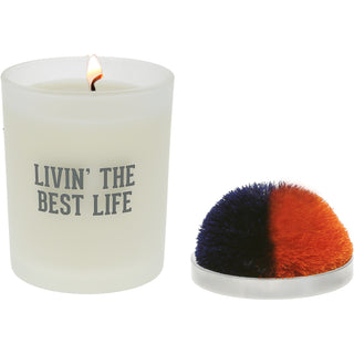 Best Life Navy & Orange - 5.5 oz - 100% Soy Wax Candle with Pom Pom Lid Scent: Tranquility