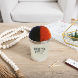 Best Life Navy & Orange - 5.5 oz - 100% Soy Wax Candle with Pom Pom Lid Scent: Tranquility