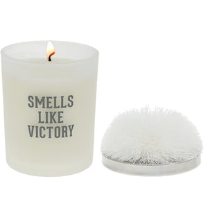 Victory White - 5.5 oz - 100% Soy Wax Candle with Pom Pom Lid Scent: Tranquility