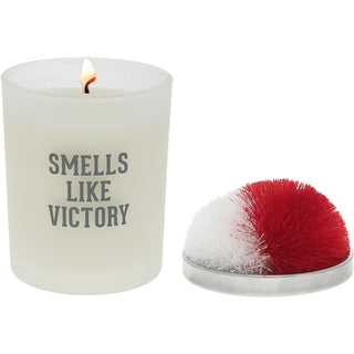 Victory Red & White - 5.5 oz - 100% Soy Wax Candle with Pom Pom Lid Scent: Tranquility