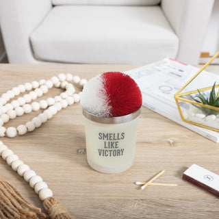 Victory Red & White - 5.5 oz - 100% Soy Wax Candle with Pom Pom Lid Scent: Tranquility