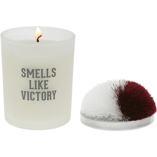 Victory Maroon & White - 5.5 oz - 100% Soy Wax Candle with Pom Pom Lid Scent: Tranquility
