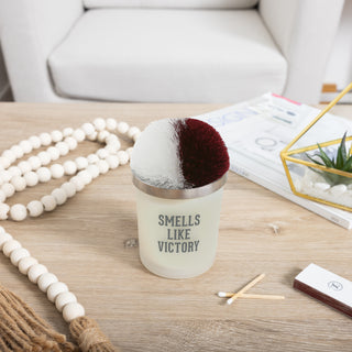 Victory Maroon & White - 5.5 oz - 100% Soy Wax Candle with Pom Pom Lid Scent: Tranquility