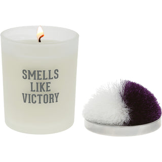 Victory Purple & White - 5.5 oz - 100% Soy Wax Candle with Pom Pom Lid Scent: Tranquility