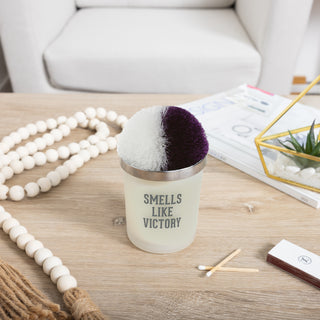 Victory Purple & White - 5.5 oz - 100% Soy Wax Candle with Pom Pom Lid Scent: Tranquility
