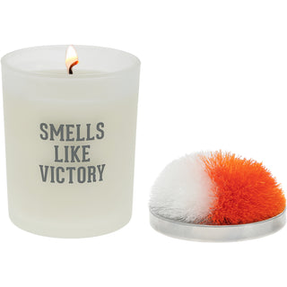 Victory Orange & White - 5.5 oz - 100% Soy Wax Candle with Pom Pom Lid Scent: Tranquility