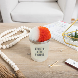 Victory Orange & White - 5.5 oz - 100% Soy Wax Candle with Pom Pom Lid Scent: Tranquility