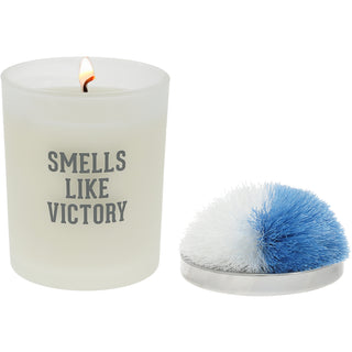 Victory Light Blue & White - 5.5 oz - 100% Soy Wax Candle with Pom Pom Lid Scent: Tranquility