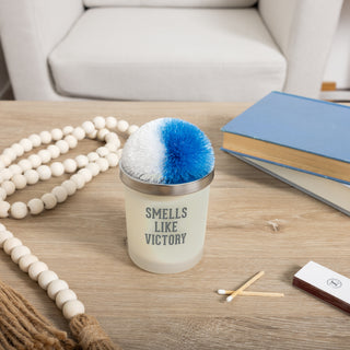 Victory Light Blue & White - 5.5 oz - 100% Soy Wax Candle with Pom Pom Lid Scent: Tranquility