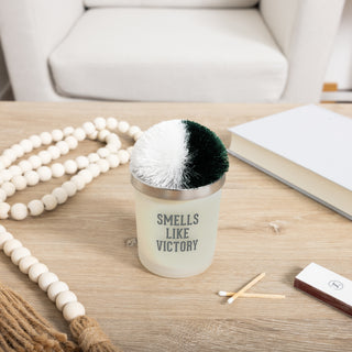 Victory Green & White - 5.5 oz - 100% Soy Wax Candle with Pom Pom Lid Scent: Tranquility