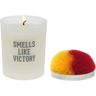 Victory Red & Yellow - 5.5 oz - 100% Soy Wax Candle with Pom Pom Lid Scent: Tranquility