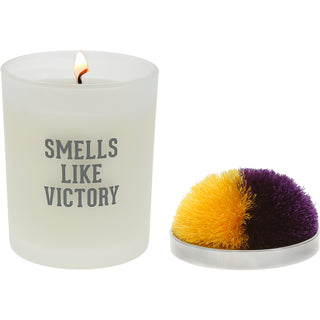 Victory Purple & Yellow - 5.5 oz - 100% Soy Wax Candle with Pom Pom Lid Scent: Tranquility