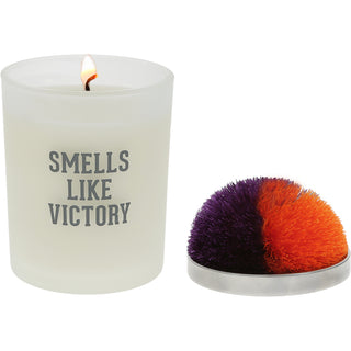 Victory Purple & Orange - 5.5 oz - 100% Soy Wax Candle with Pom Pom Lid Scent: Tranquility