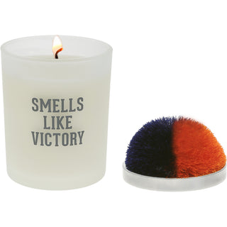 Victory Navy & Orange - 5.5 oz - 100% Soy Wax Candle with Pom Pom Lid Scent: Tranquility